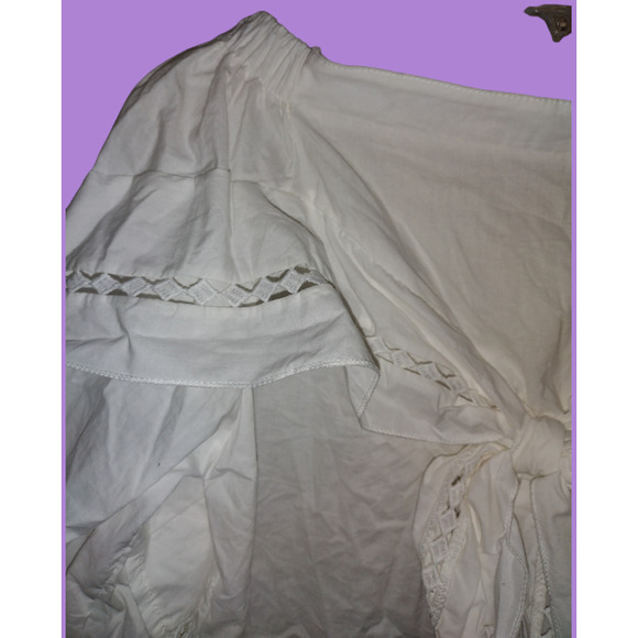 Luzabelle Paris White cotton off shoulder Balloon sleeve blouse with bow sz s/m - Picture 3 of 3